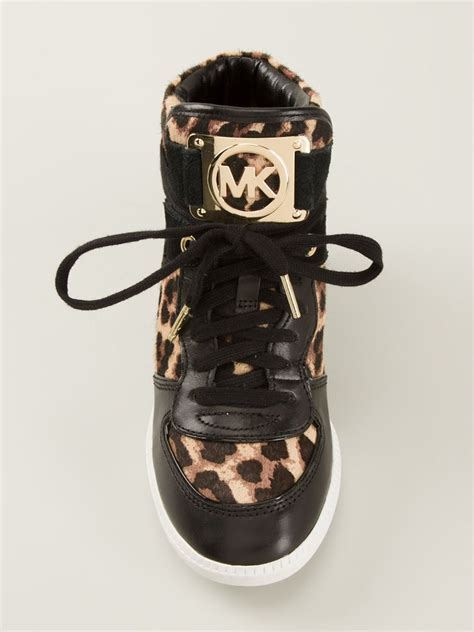 michael michael kors mixed media leopard print top|Michael Kors leopard print sneakers.